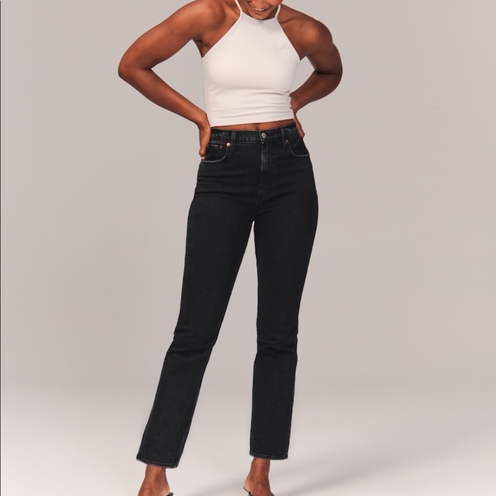 A&F curve love ultra high rise ankle straight jeans